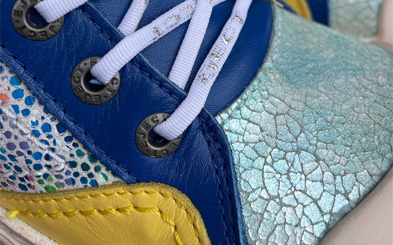 Damen-Boot aus Leder in Blau, Detailansicht