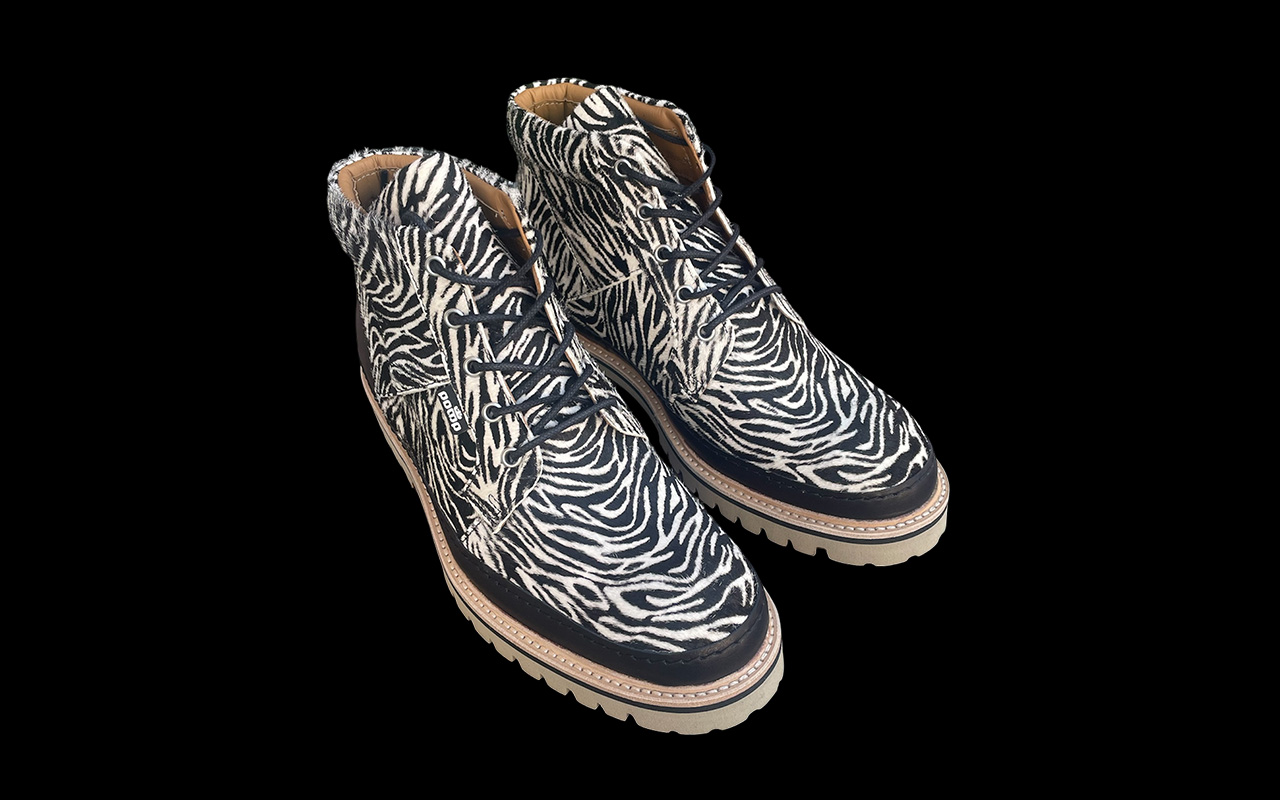 Herren-Boot aus Leder in Zebra schwarz weiss, Paaransicht