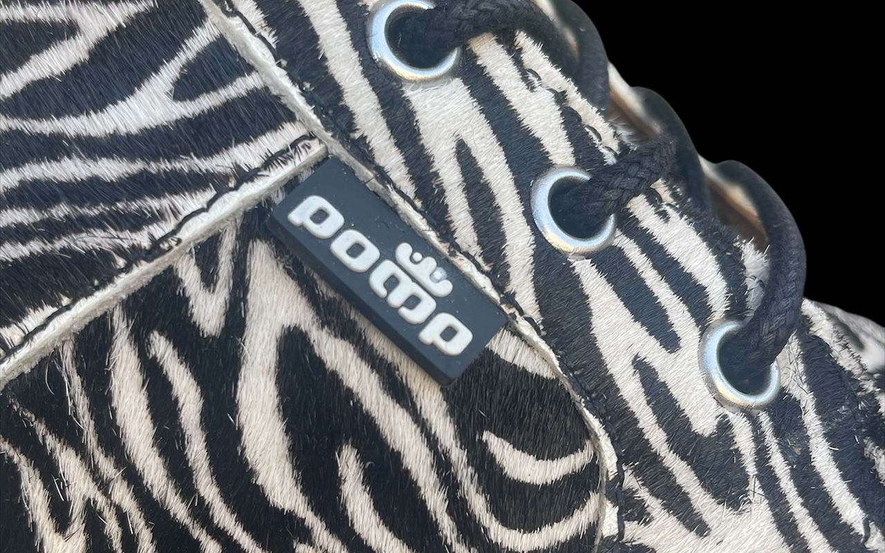 Herren-Boot aus Leder in Zebra schwarz weiss, Detailansicht